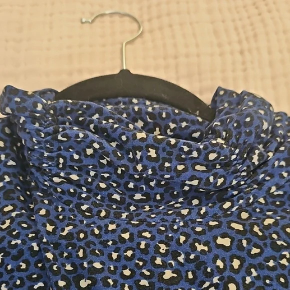 Susan Graver Blue and Black Animal Print Top - Picture 2 of 6